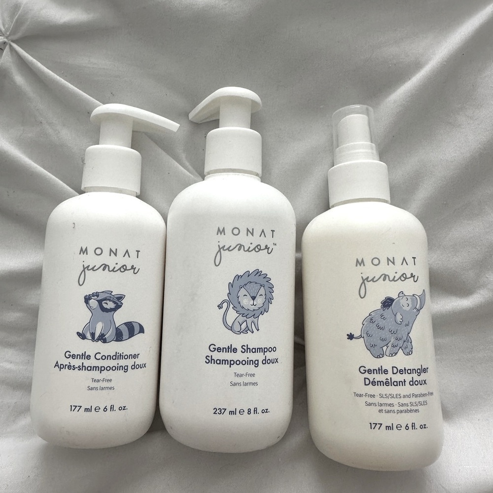 MONAT Junior Gentle 3-in-1 Hair Care System - Shampoo, Conditioner, Detangler